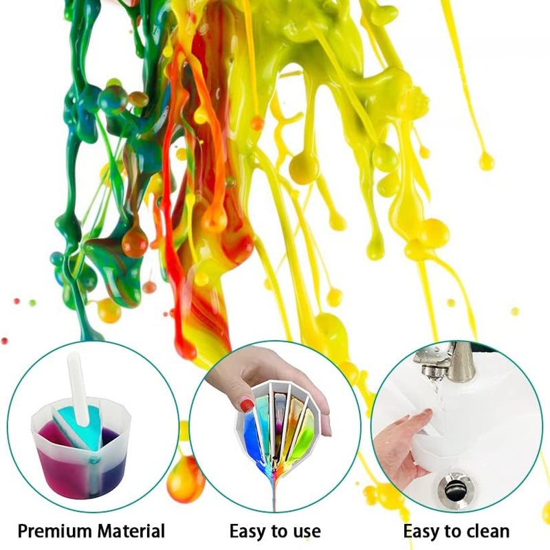 AFUNTA 3/5 Cavity Split Cups for Paint Pouring, Reusable Silicone Split Cup for Acrylic Pouring with 3 PCS Silicone Stir Sticks - Image 5